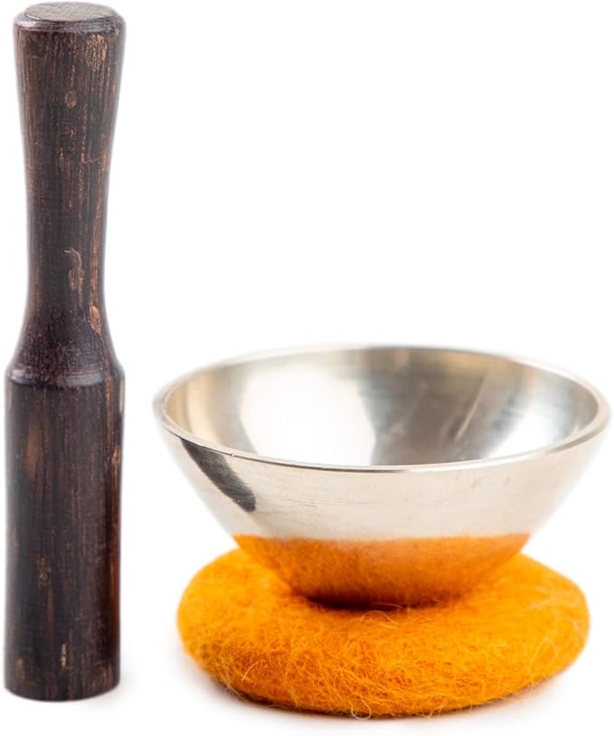 Mini Tibetan Singing Bowl Set - Cute Yoga Gift | Easy to Carry | Unique Sound Bowl Made of Bronze, Authentic Handcrafted Small Singing Bowl for Meditation and Healing - by Himalayan Bazaar (2-Inch)