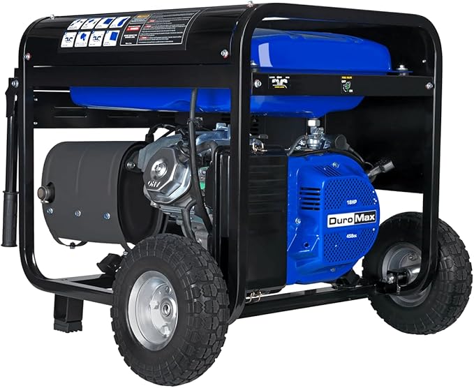 DuroMax Gas Powered Portable 12000 Watt-Electric Start-Home Back Up & RV Ready, 50 State Approved Generator, Blue, Black