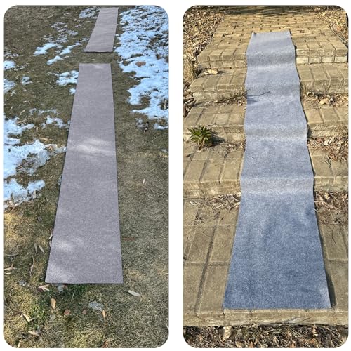 Prriudy 16x118" No-Slip Ice & Snow Carpet Mats, Felt Carpet Anti-Slip Mat for Winter Walkways, Front Door, Stairs, Porch, Outdoor, Garden, Patio, Safe Walking (2 Pack, Grey)