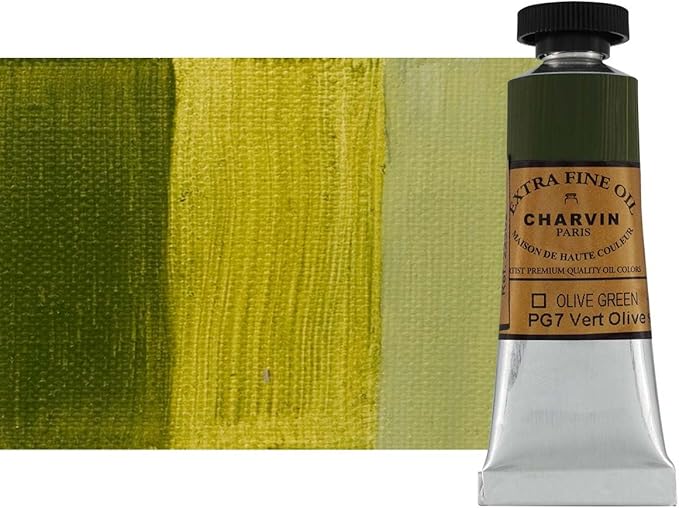 Charvin Extra Fine Oil Paint, Olive Green 20 mL - Triple-Milled, Rich Texture, Poppy Oil-Based, Light-Fast, Handmade, Archival Quality