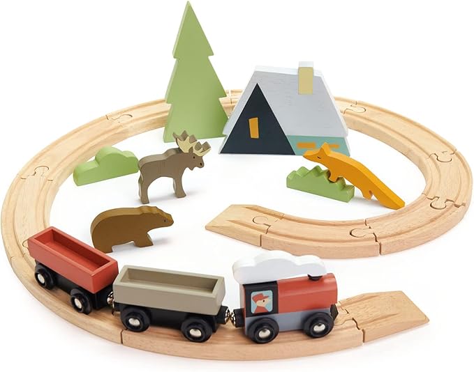 Tender Leaf Toys - Treetops Train Set - Beautiful Wooden Toy Train Set Kids - Intelligent and Imaginative Play Skills for Age 3+