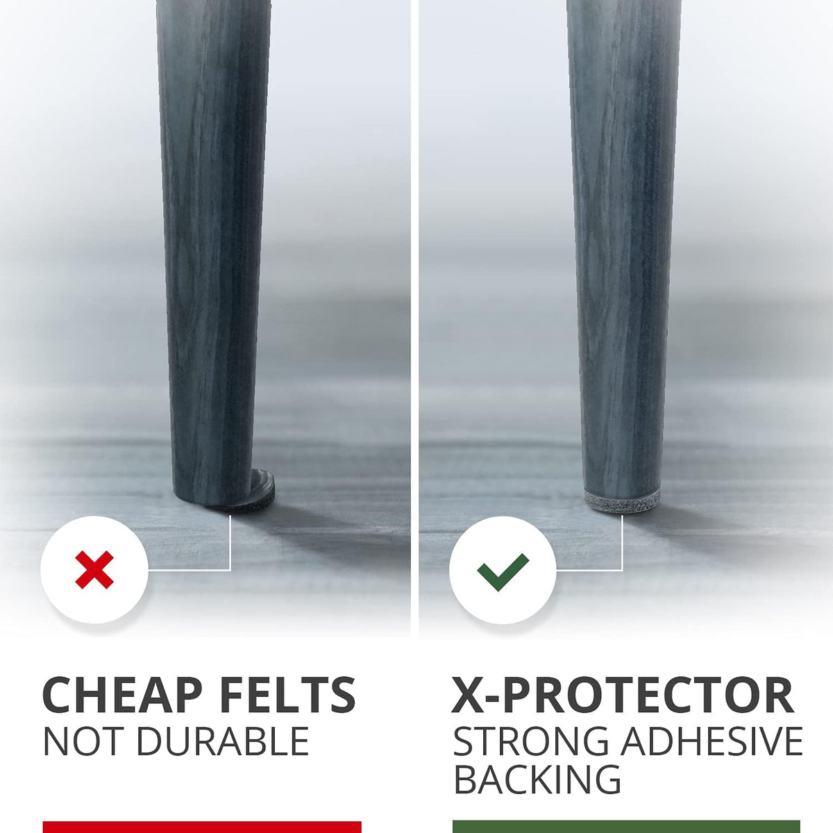 Felt Furniture Pads X-PROTECTOR - 48 Premium Felt Pads Floor Protector - Chair Felts Pads for Furniture Feet Wood Floors - Best Furniture Pads for Hardwood Floors - Protect Your Hard Floors! (Grey)