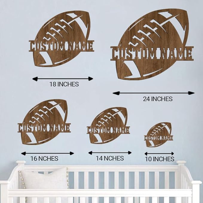 Personalized Football Name Sign, Wooden Name Sign, Football Nursery Decor, Baby Name Sign Wood Sign, Football Gift, Nursery Name Sign for Baby Boy gift/19