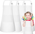 PLULON 20 Pcs Kids Apron Bulk Adjustable White Chef Apron with 2 Pockets Painting Aprons for Kids Cooking Baking Crafts (White)