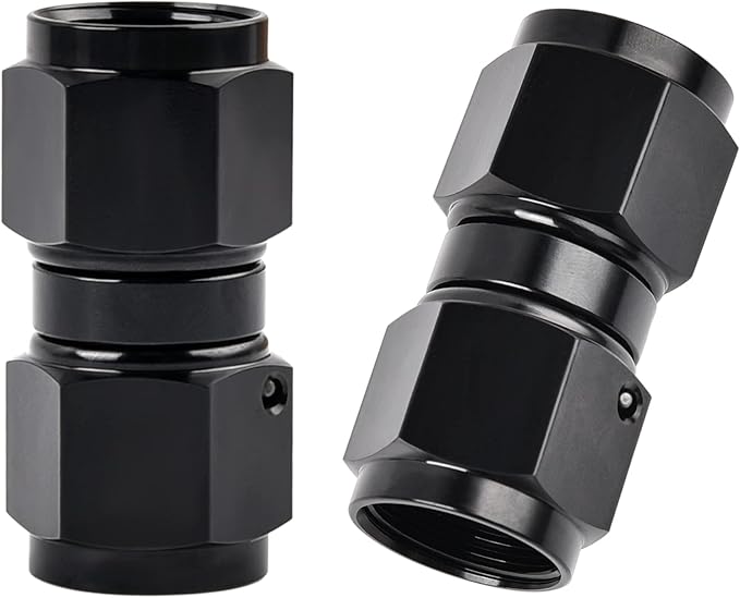 EVIL ENERGY 10AN Female to 10AN Female Straight Swivel Coupler Union Fitting Adapter Aluminum Black 2PCS