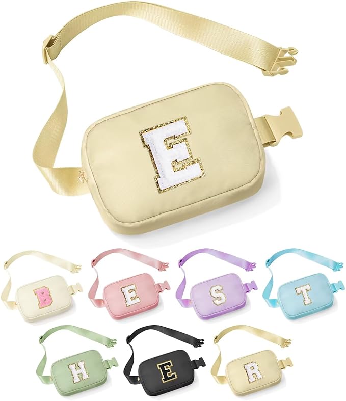 YOOLIFE Personalized Gifts for Women - Cross Body Bag for Woman, Initial Belt Bag Khaki Fanny Pack Crossbody Bags for Women Travel Gifts for Women E