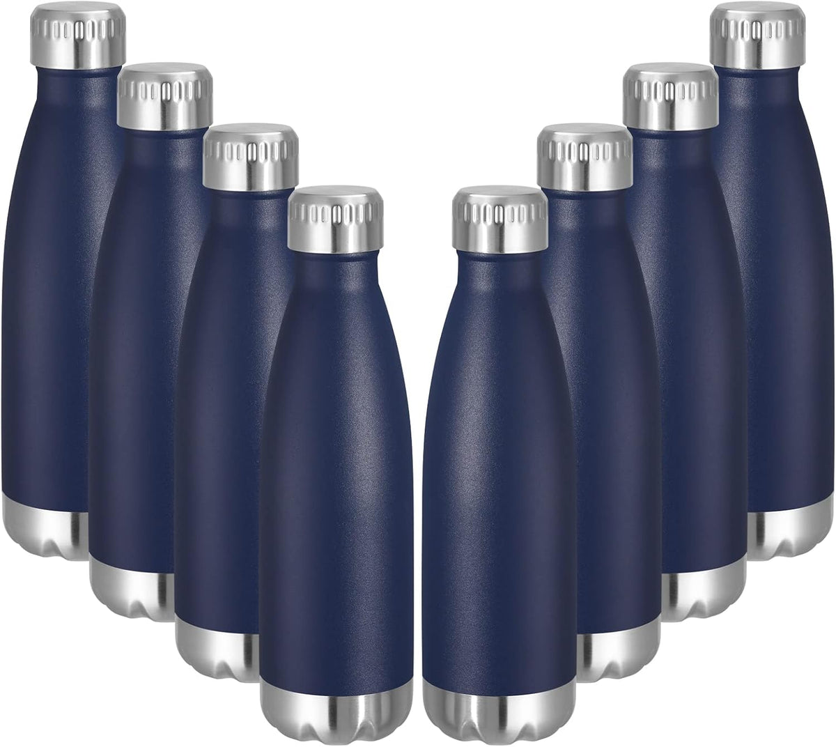 VEGOND 17oz Stainless Steel Water Bottles Bulk, Reusable Metal Sports Water Bottle Keeps Drink Hot and Cold, BPA Free Double Wall Vacuum Cola Shape Insulated Water Bottles for Camping Gym, 8 Pack