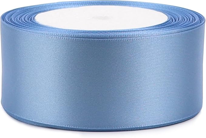 Lake Blue Solid Satin Ribbon 1-1/2 Inch 25 Yards Solid Polyester Fabric Ribbon for Gift Wrapping Wedding Christmas Baby Shower Birthday Party Decoration Handmade Immortal Flower Craft