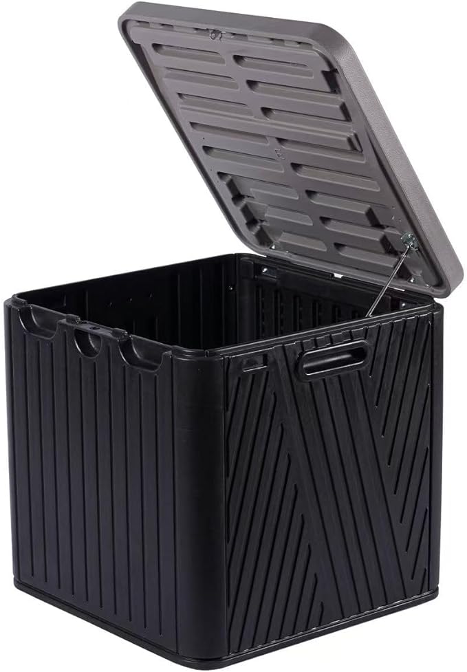 Kingdura 60 Gallon Outdoor Storage Box, Waterproof Resin Deck Box for Indoor and Outdoor Use, Lockable Storage Container for Patio Furniture Cushions Garden Tools (Black, 60 Gallon)