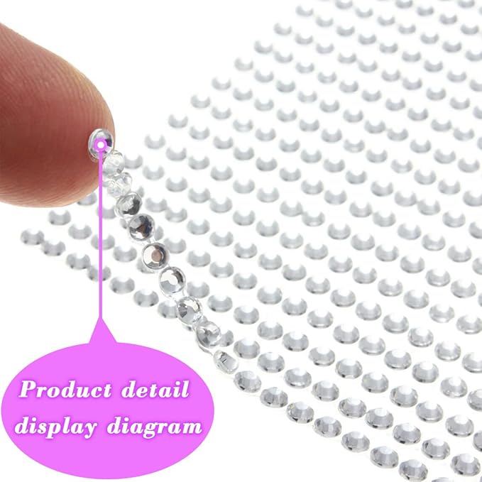 1799pcs Self Adhesive Face Gems Stickers, Hair Gems Rhinestones Stickers, Bling Jewels for Makeup, Crafts, Home Decor Scrapbooking Embellishments, 4 Sizes 3mm/4mm/5mm/6mm(Clear Rhinestones)