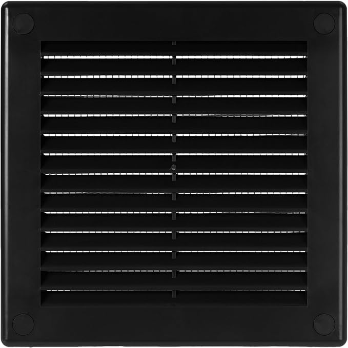 Vent Systems 4.5" x 4.5" Inch (Opening Dimensions) Plastic Black Soffit Vent Cover - Flat Square Air Vent Grille - Air Vent Deflector - HVAC 5.9" x 5.9" Inch (Overall Dimensions)