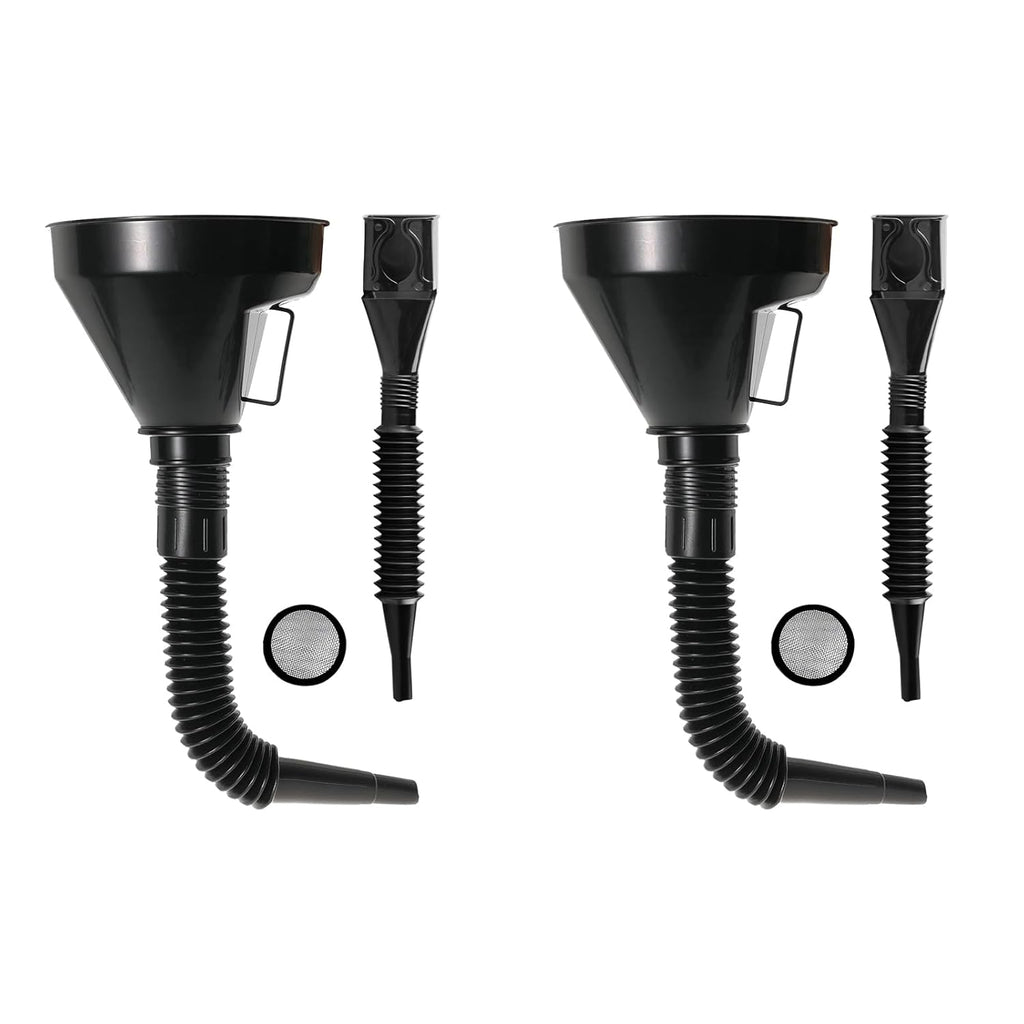4 PcsOil Funnel Kit,Car Oil Funnels for Automotive Use,Flexible Oil Funnels,Wide Mouth Automotive Flex Funnel with Hose&Mesh Screen Filter for Car Motorcycle Engine Oils Gasoline Diesel Water Liquid