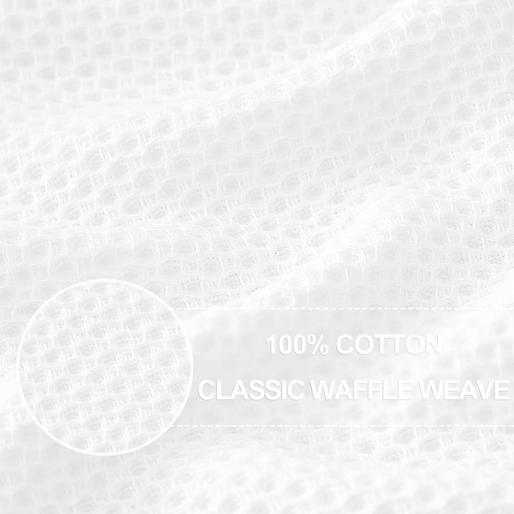 Homaxy 100% Cotton Waffle Weave Kitchen Dish Cloths, Ultra Soft Absorbent Quick Drying Dish Towels, 12 x 12 Inches, 18-Pack, White