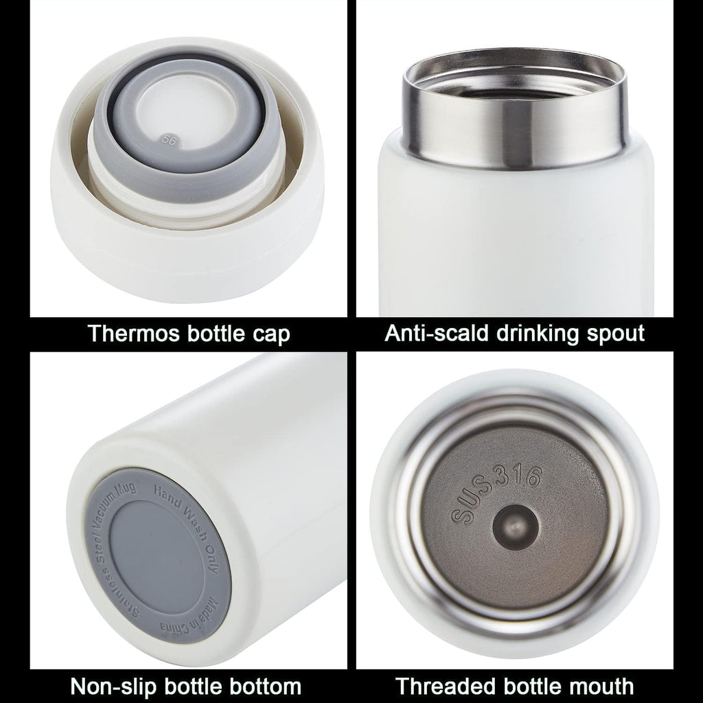 Mini Thermos Cute Water Bottle - 7 oz Tiny Insulated Vacuum 18/10 Stainless Steel Small Flask - Leak Proof & Spill Proof & Keeps Cold and Hot for Drink, Coffee, Tea - Orange