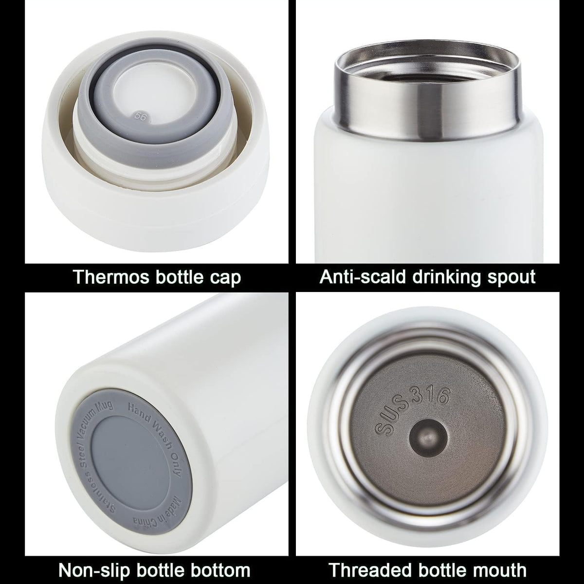 Mini Thermos Cute Water Bottle - 7 oz Tiny Insulated Vacuum 18/10 Stainless Steel Small Flask - Leak Proof & Spill Proof & Keeps Cold and Hot for Drink, Coffee, Tea - Orange