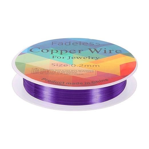 HARFINGTON 82ft Jewelry Wire, 32 Gauge (0.2mm) Brass Craft Soft Metal Tarnish Resistant Copper Beading Wire for Jewelry Making Supplies Crafting, Purple