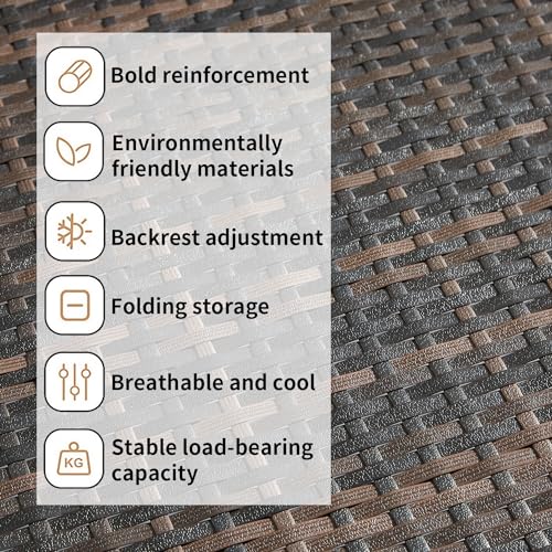 79'' Long Reclining Chaise Lounge + Side Table Set of 2, Outdoor Wicker Reclining Lounge Chair Patio Rattan Double Chaise Lounge + Coffee Table Lawn Sunbathing Chairs Beach Pool Backrest Recliners - color: 1 Chair + 1 Table