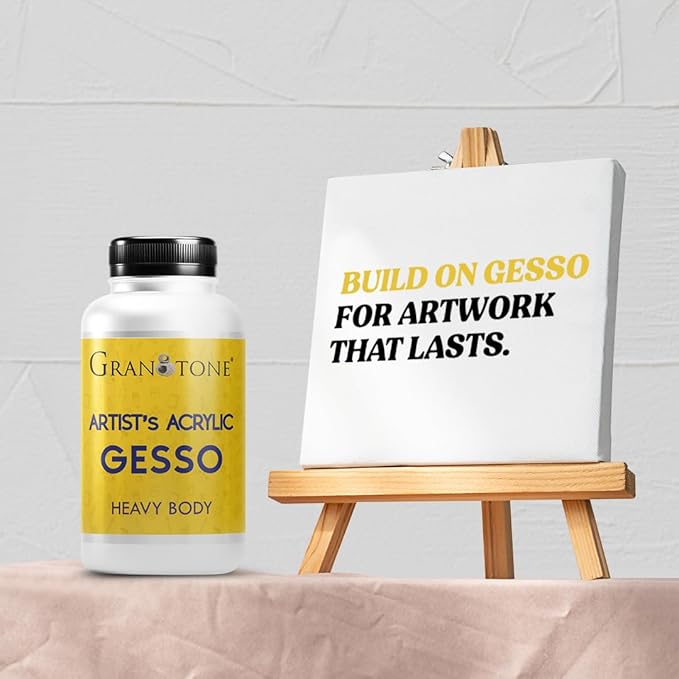 GRANOTONE Acrylic Gesso Water Base | Matte Finish | Interior/Exterior Use | Long Lasting For Acrylic Painting | Non-Toxic Universal Gesso Finish Primer, White