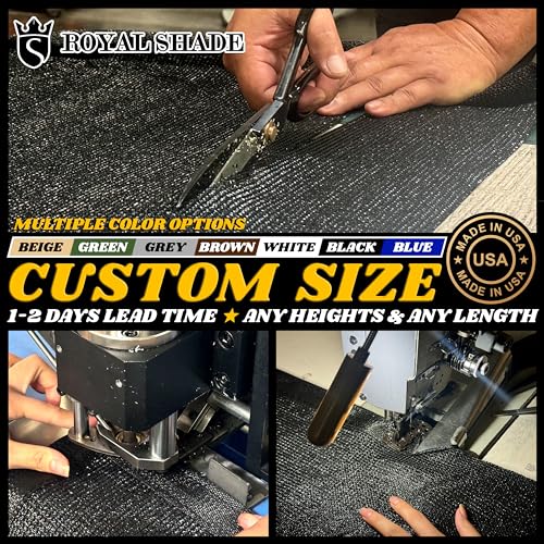 Royal Shade Custom Size 8' x 1' Beige Fence Privacy Screen Windscreen Cover Netting Mesh Fabric Cloth - Cable Zip Ties Included (We Make Custom Size) - color: Beige, size: 8' x 1' Customized Size