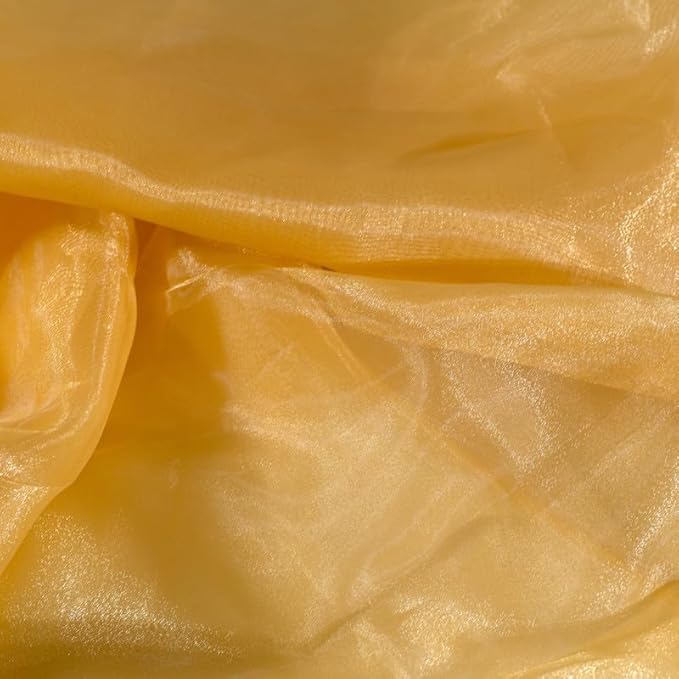 Fynite Champagne Gold Organza Fabric by The Yard | 20 Yard Long | 44" Wide | Bridal Soft Sheer Organza Tulle for DIY Wedding Dress Fashion Craft Decorations