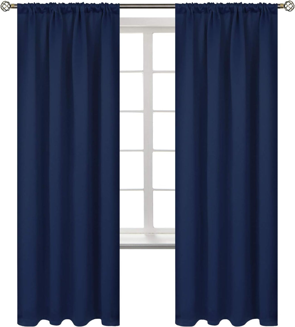 BGment Rod Pocket Blackout Curtains for Bedroom - Thermal Insulated Room Darkening Curtain for Living Room, 52 x 72 Inch, 2 Panels, Navy Blue