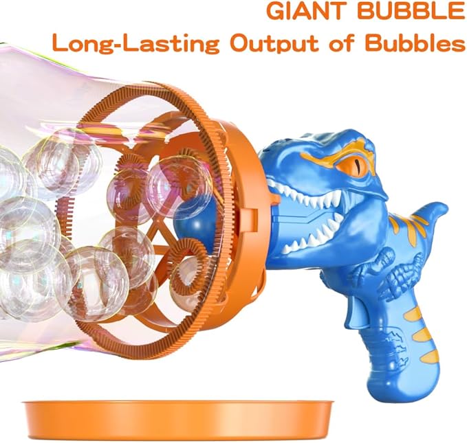 Bubble Machine Gun, Dinosaur Bubble Blower Bubbles Toy for Kids and Toddlers Bubble Maker Christmas Birthday Party Gift for Boys Girls 3 4 5 6 7 8 9(Blue)