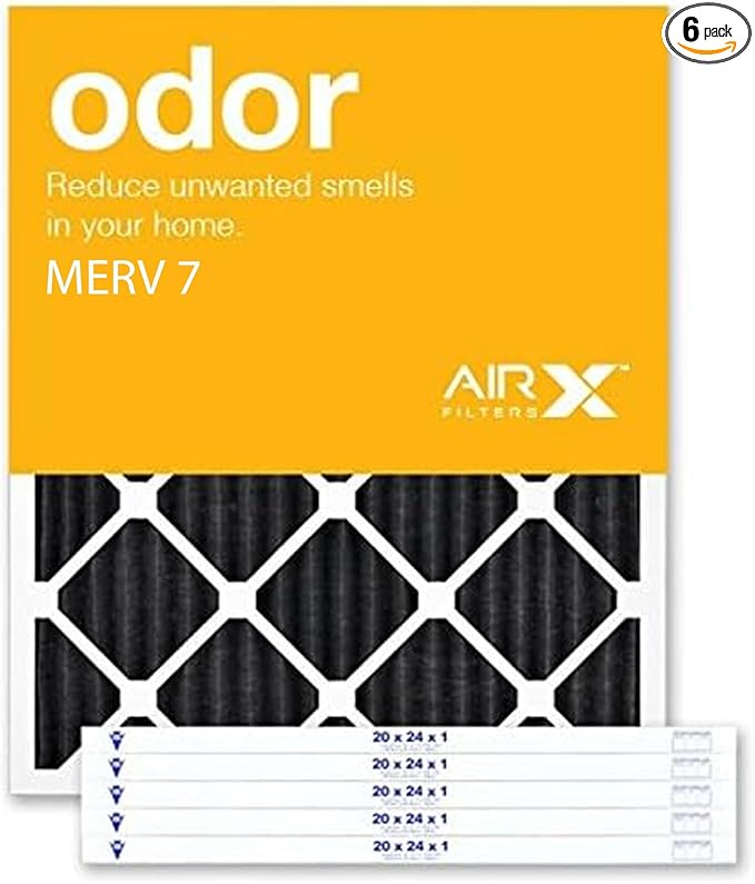 AIRX FILTERS WICKED CLEAN AIR. Odor 20x24x1 Air Filter MERV 7 AC Furnace Pleated Air Filter Replacement Box of 6, Made in the USA
