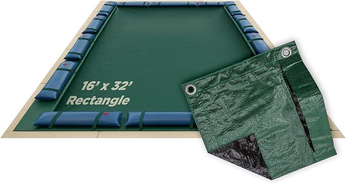 Buffalo Blizzard Supreme 16 ft x 32 ft Rectangular Winter Pool Cover | Green/Black | Closing Inground Swimming Pools | Easy to Install | Heavy Duty, Cold & UV Resistant | Shields from Seasonal Debris