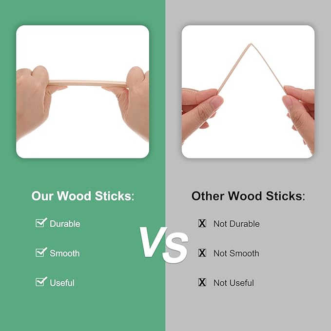 10-Pack Wood Square Dowel Rods, 15/64 x 12 Inch Unfinished Wooden Square Dowel Rod, Hardwood Square Dowel Sticks for Crafts/DIY Projects/Models Making [Wood Color]