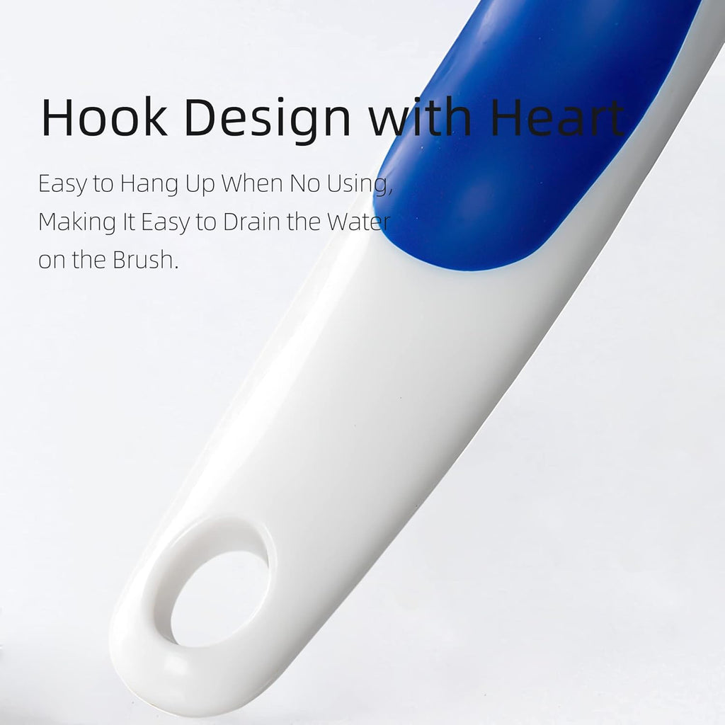 2-Pack Scrub Brush for Cleaning with Long Handle,Medium Firm Brush Bathroom Cleaning Supplies and Bathtub Cleaner and Shower Cleaning Brush,Multi-Scene Use for Kitchen or Carpet Brush,White&Blue