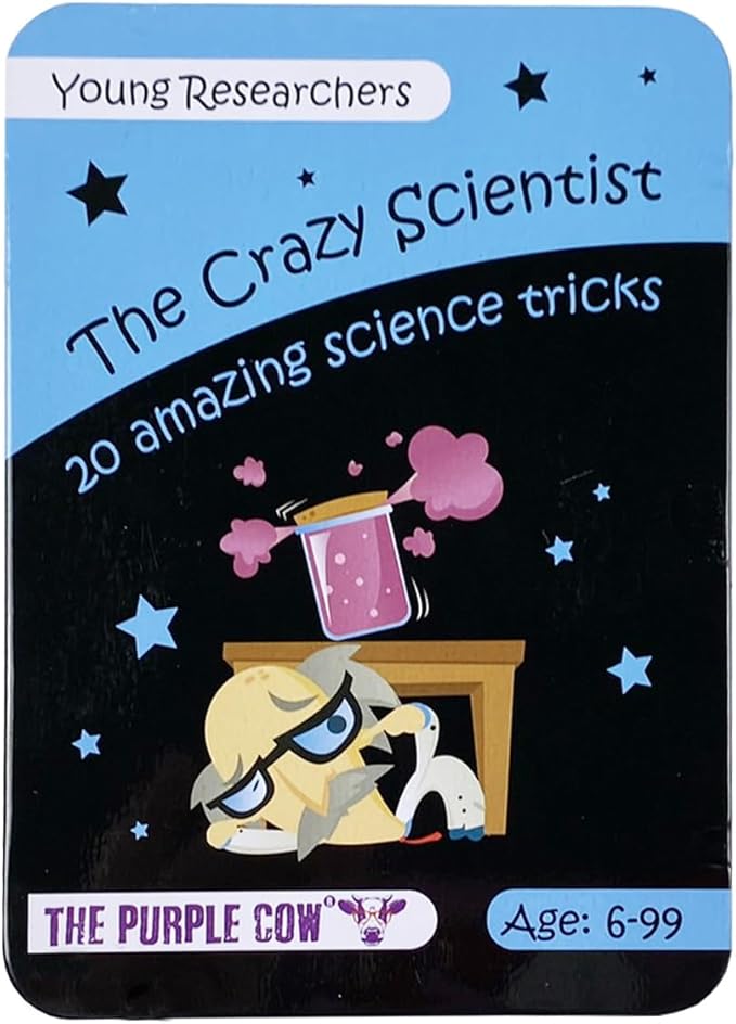 The Crazy Scientist Science Tricks Card Set - Young Researchers 20 Amazing Science Tricks. For Learning & Education - STEM Educational Games for Kids, Boys & Girls, with Instructions