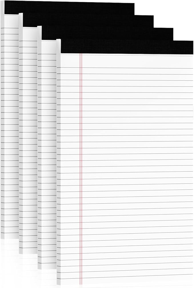 Note Pads 8.5 x 14 Wide Ruled, 4 Pack Legal Pads 8.5 x 14 White Paper Pads Lined Paper Tablets, Notebook Pads 8.5 x 14, White Lined Paper Pads 8.5x14 Writing Pad, 70 GSM Notebook Paper, 30 Sheets/Pad