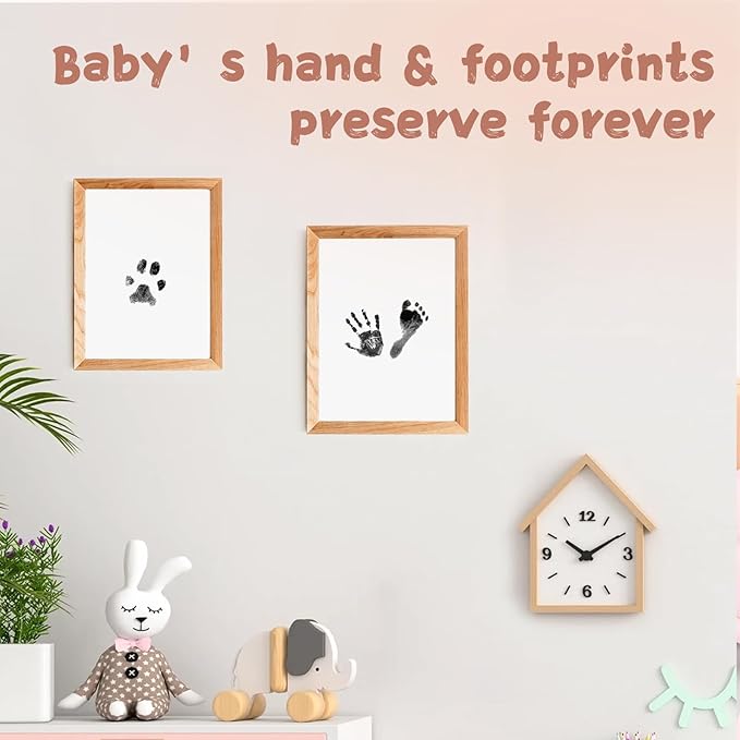Inkless Baby Hand and Footprint Kit,Clean-Touch Ink Pad Kit,Safe No Mess Printing Infant Hand Foot Stamp,4 Pack Newborn Inkless Print Pads Best Keepsake or Gifts for Family