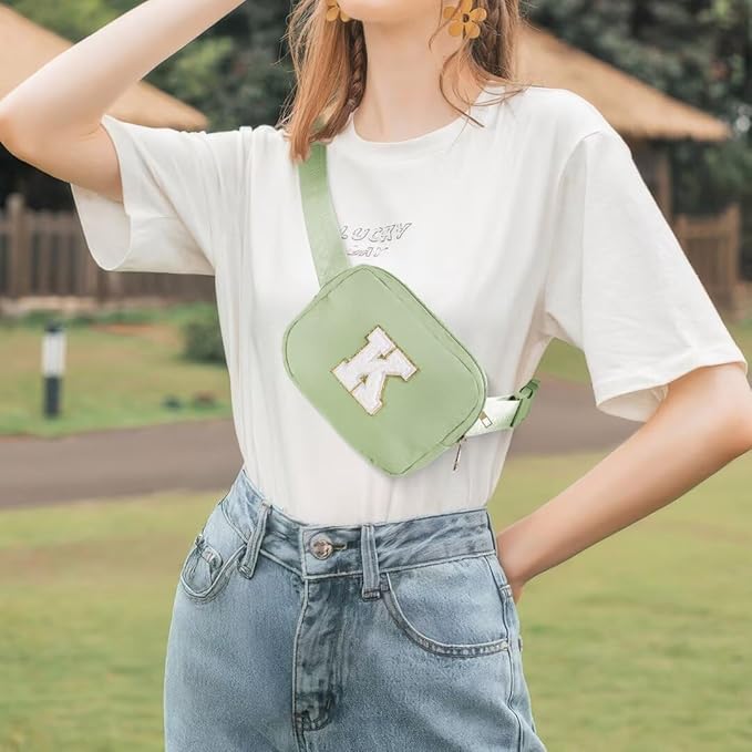 YOOLIFE Gifts for Girls - Preppy Teenage Girl Gifts, Green Initial Crossbody Bag