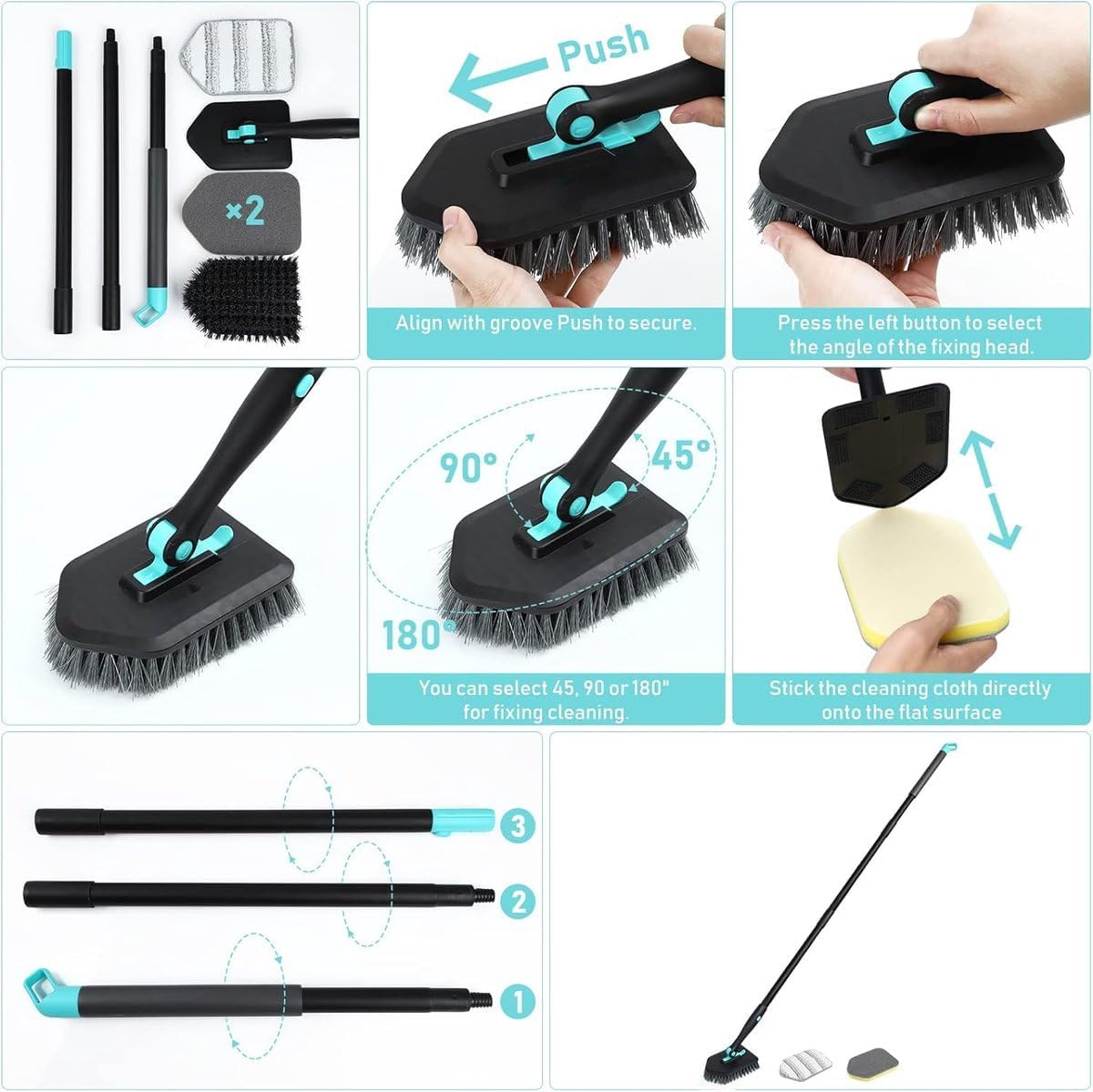 Cleaning Brush for Bathroom Kitchen Bathtube Toilet All Purpose Sponge Brush with Ergonomic Handle (5)