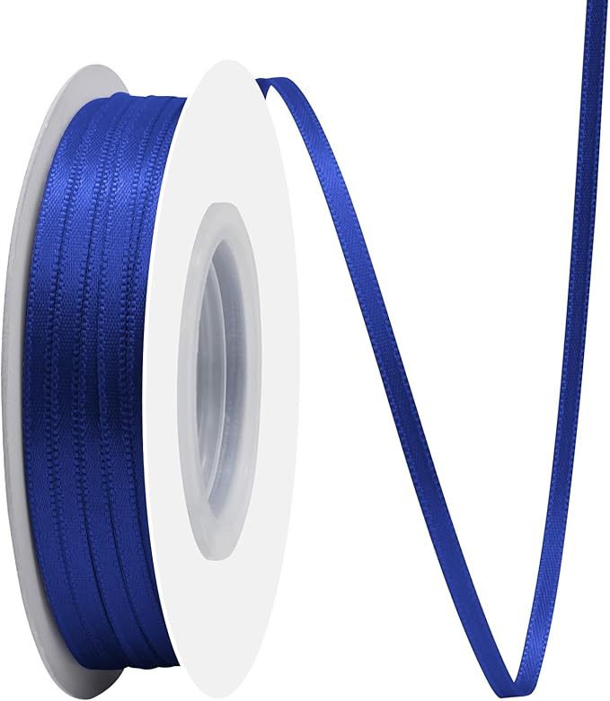 Cobalt Blue Satin Ribbon 1/8" X 50 Yards Solid Color Double Faced Ribbons Perfect for Crafts Wedding Decor Bow Making Arts Sewing and More