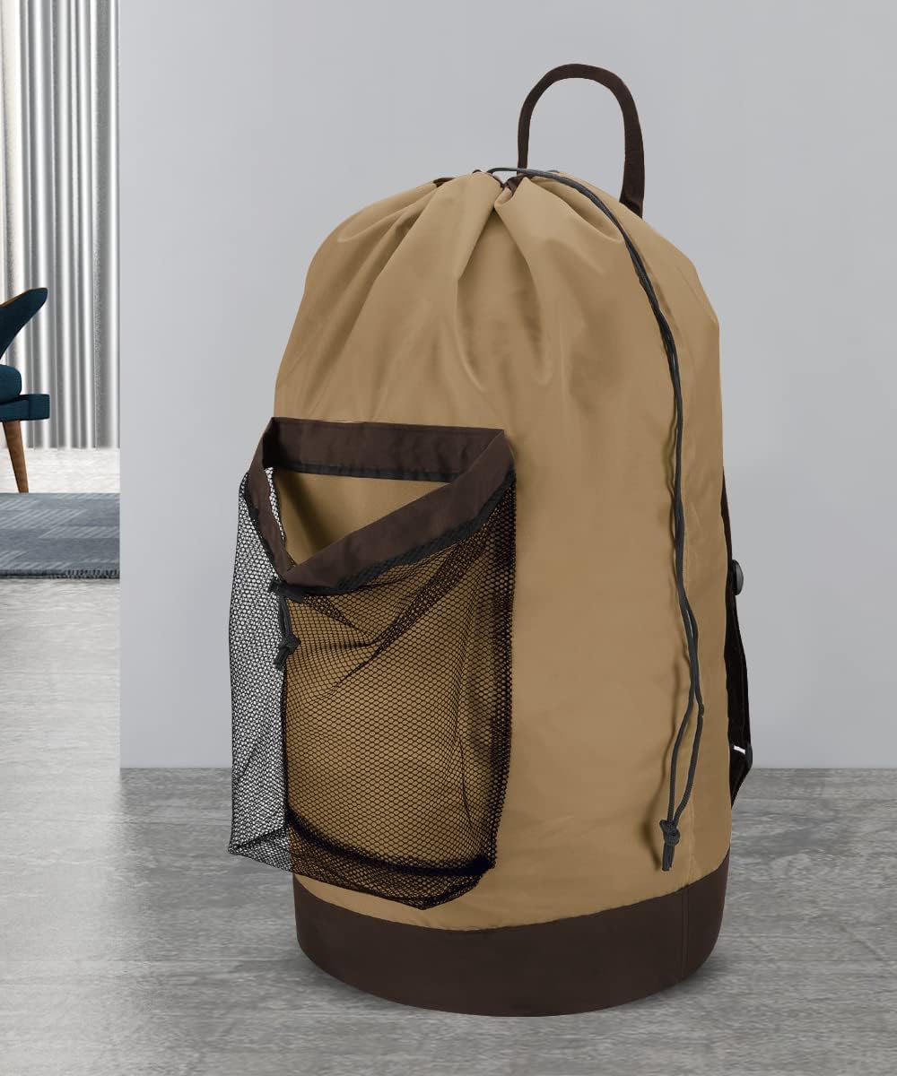 Dalykate Backpack Laundry Bag, Laundry Backpack with Shoulder Straps and Mesh Pocket Durable Nylon Clothes Hamper Bag with Drawstring Closure for College, Travel, Laundromat, Apartment