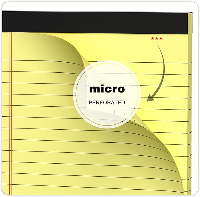 6pcs Small Note Pad 5x8 College Ruled Legal Pads Paper Notepads 6 Pack Study Back Writing Pads 5 x 8 Legal Pads Perforated Narrow Ruled Pads of Paper Yellow