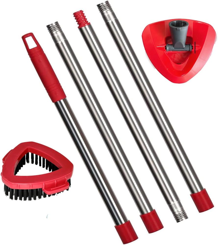 Mop Head Replacements Mop Handle for Ocedar,Adjustable Stainless Steel 4 Sections Mop Handle for O-Cedar,Mop Base and Scrub