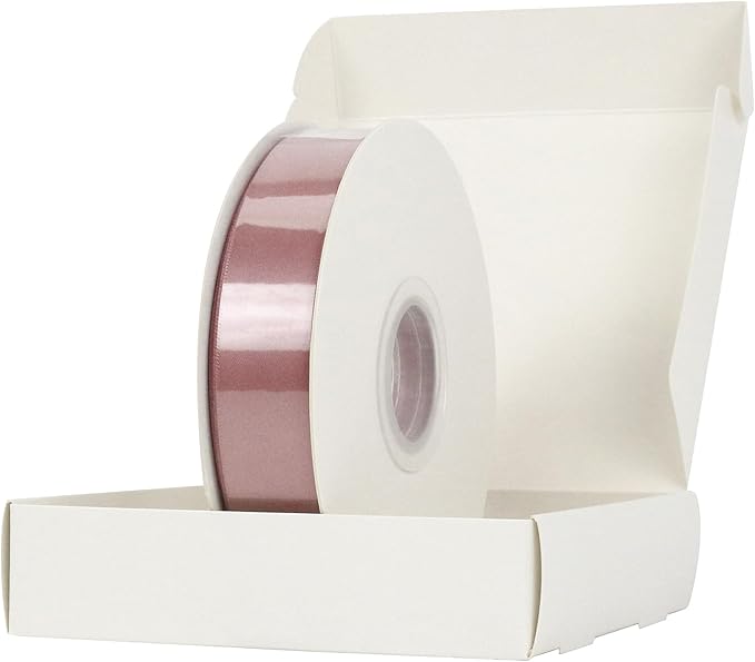 HUIHUANG Mauve Satin Ribbon 1 inch Dusty Rose Ribbon 50 Yards Double Face Silk Satin Ribbon for Wedding Decor Crafts Gift Wrapping Bows Bridal Floral Bouquet Invitation Card Birthday Party