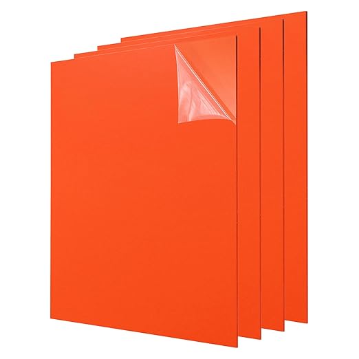 uxcell 4Pcs Acrylic Sheets 12x12 Inch Acrylic Panel 1/8 Inch-3mm Plastic Board for Picture Frames Sign Holders DIY Display Projects Craft, Orange