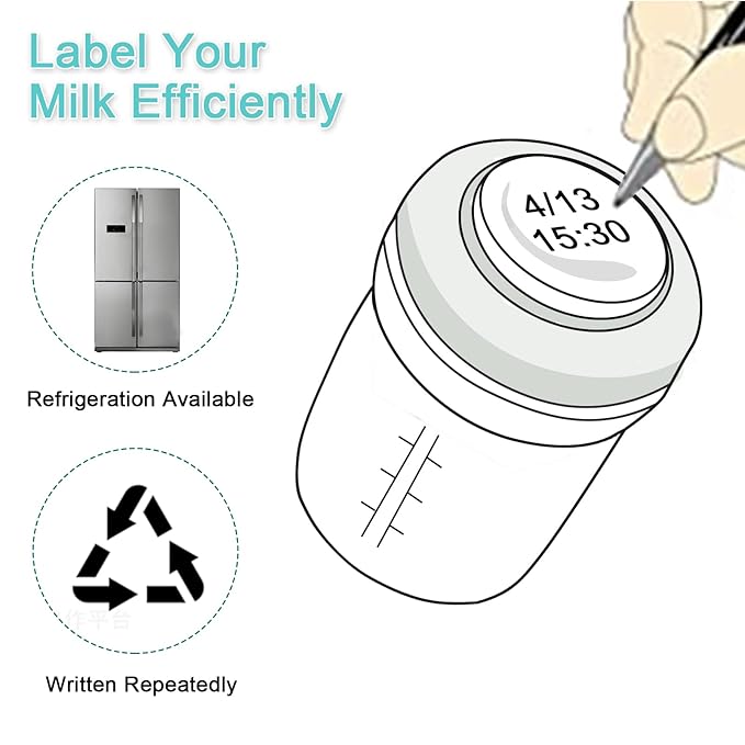 COMI Wide Neck Glass Breastmilk Collection n Storage Bottle, 4 Packs, 6oz with Screw Ring Sealing Disk; Re-markable Sealing Disc. BPA Free, Fits Breast Pumps & Nipples (4 Gray Lids)