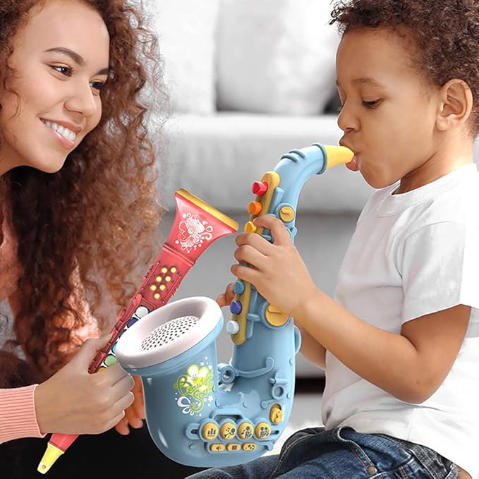 Smaroll Kids Saxophone Toy with Light and Sound,Multifunctional Early Educational Toys Musical Instrument Toy for Toddler Girls Boys Beginners Music Simulation Mini Saxophone, for Kids