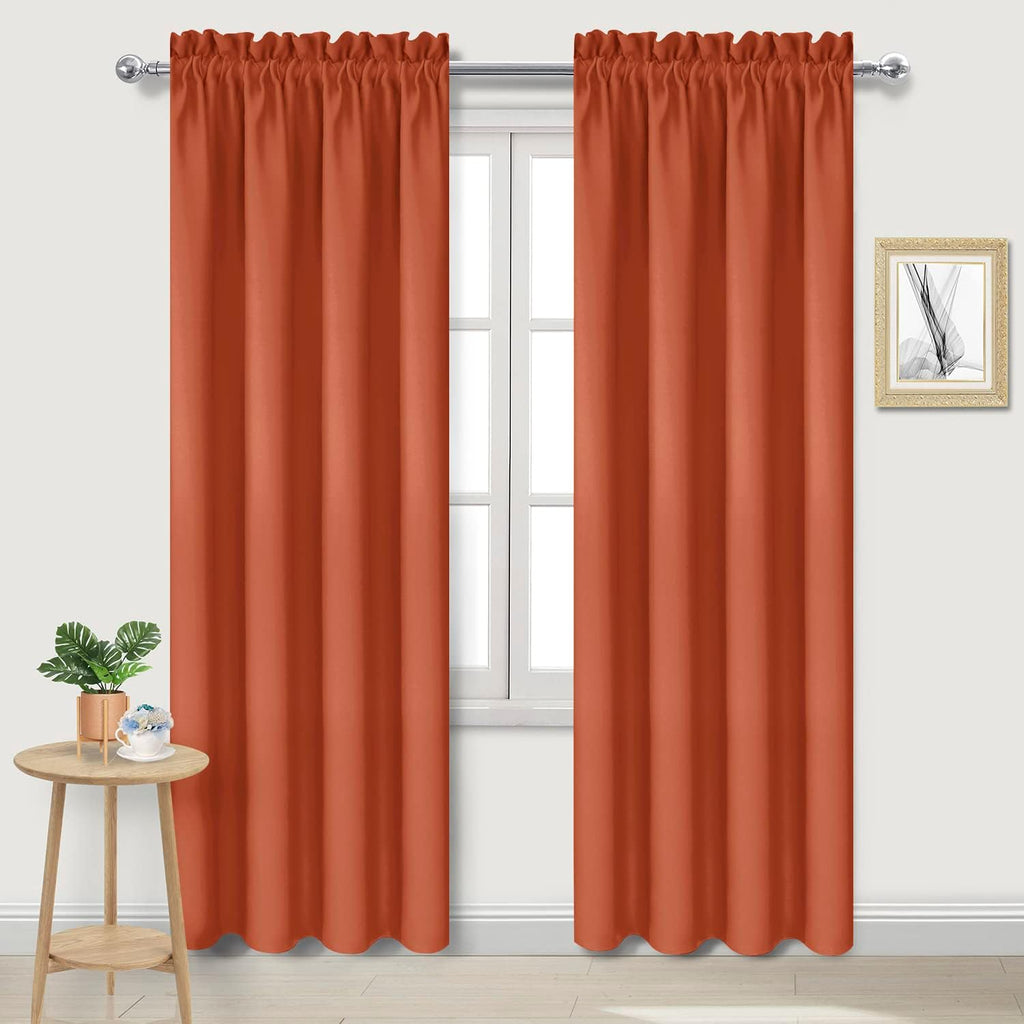 DWCN Blackout Curtains Thermal Insulated, Energy Saving & Noise Reducing Bedroom and Living Room Curtains, Burnt Ochre, W 38x L 84 Inch, Set of 2 Rod Pocket Curtain Panels