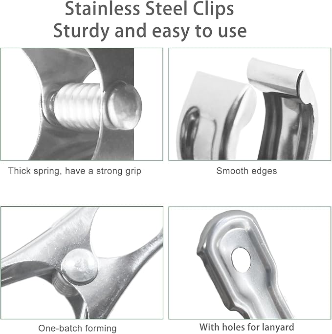 20 Pcs 2inches Gardening Clips for Netting, Greenhouse Clamps Made of Stainless Steel, Have a Strong Grip of Metal Clips, For 3/8'', 1/2'', 3/4'' Garden Hoops or Greenhouse Frame