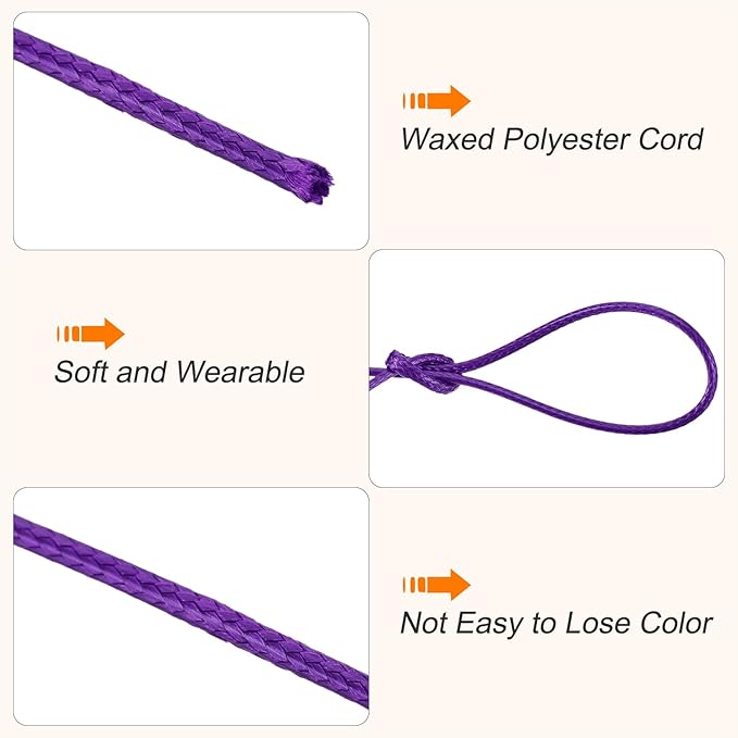 MECCANIXITY Waxed Cord 0.8mm Waxed Polyester Cord 175 Yard Wax String for Bracelet Making,Necklaces, Beading,Jewelry Making and DIY Crafts(Dark Purple)