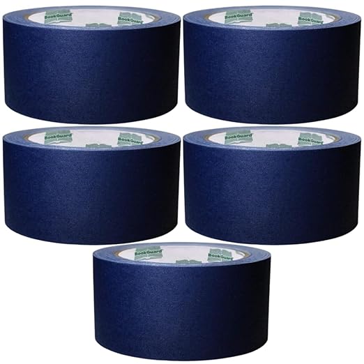 BookGuard 2 Inch Book Repair Tape, Premium Bookbinding Tape for Book Repairs, Ideal Addition for Library Supplies, Navyu Blue, 15 Yard Roll - Case of 5