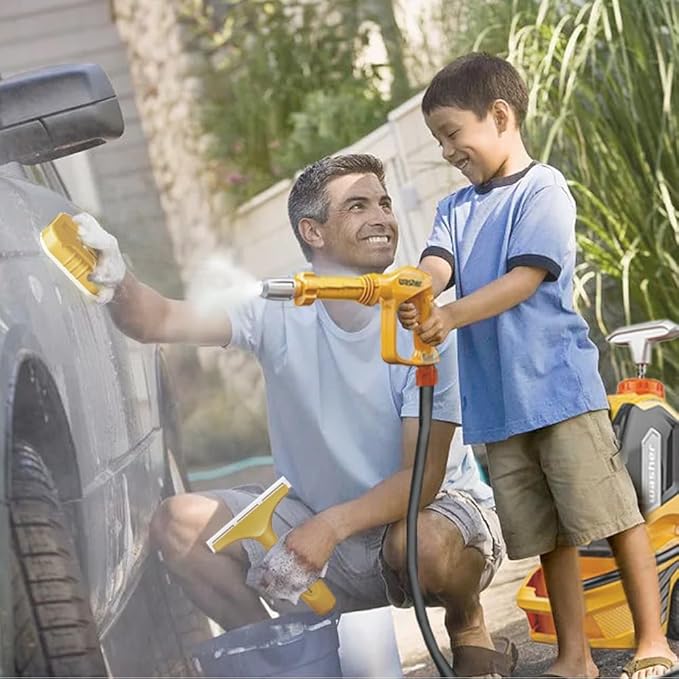YEIBOBO ! Kids Water Pressure Washer Tools and Toys,Car Washer with Scraper Sponge Towel,Toddler Pretend Playing Tools Car Wash Gun Manual Pressure,Role Playing Toy Water Gun Gift for Boys Girls…