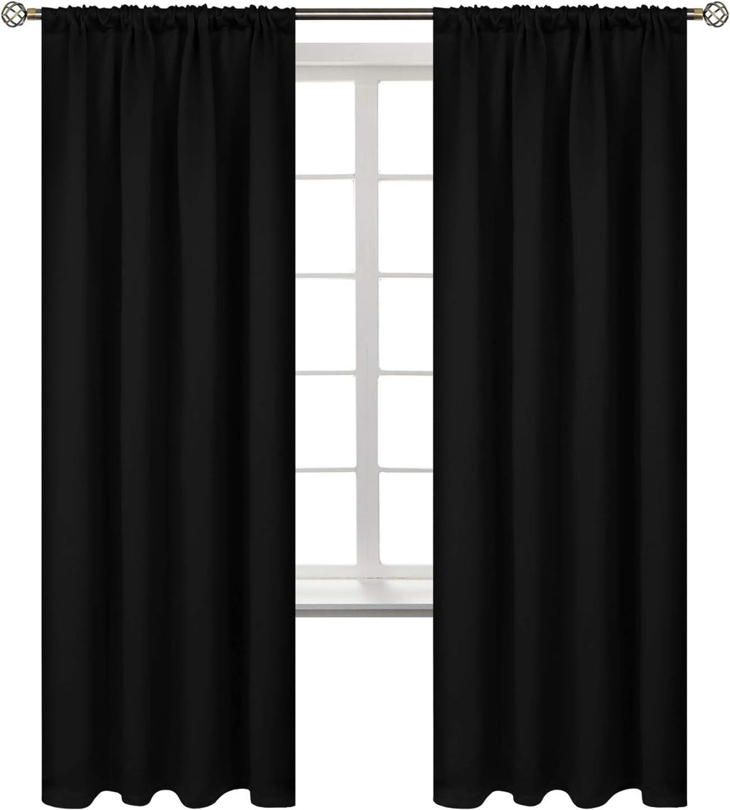 BGment Black Blackout Curtains for Bedroom 52 x 72 Inch Long - Thermal Insulated Drapes Room Darkening Window Treatments for Living Dining Room, 2 Panels
