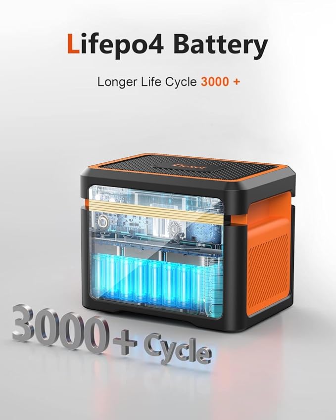 Portable Power Station 600W(Peak 1800W), Solar Generator with 384WH LiFePO4 Battery, 10 Outputs & UPS Battery Backup, Generators for Home Use, Camping, Emergency Power Outage, RV, CPAP